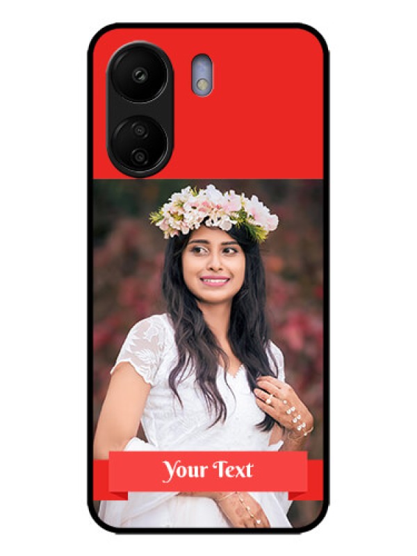 Custom Poco C65 Custom Metal Phone Case - Simple Red Color Design