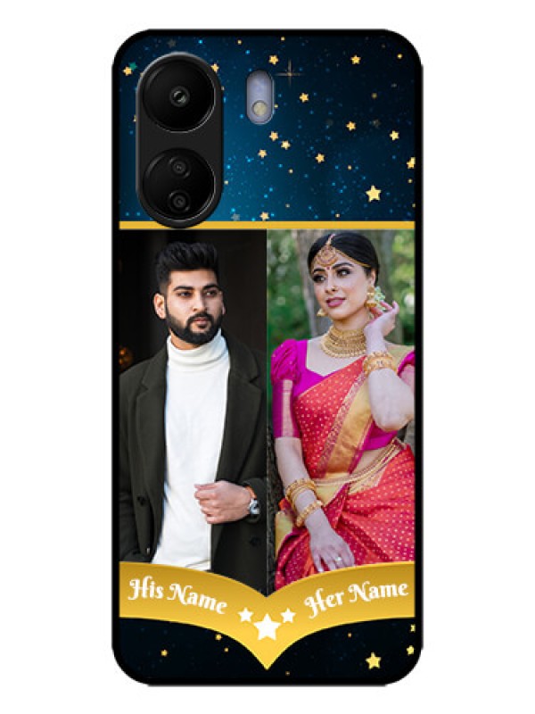 Custom Poco C65 Custom Metal Phone Case - Galaxy Stars Backdrop Design