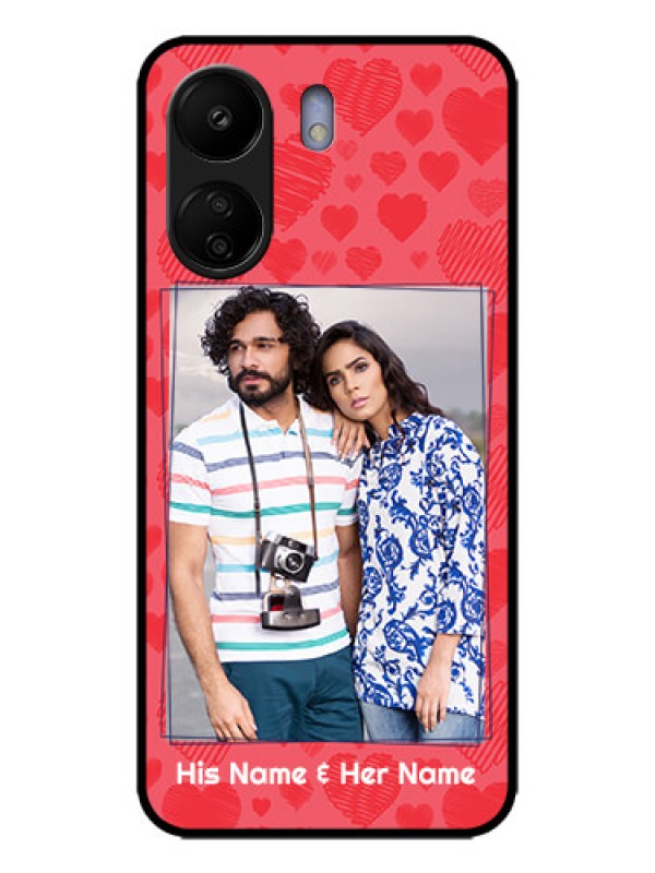 Custom Poco C65 Custom Metal Phone Case - With Red Heart Symbols Design