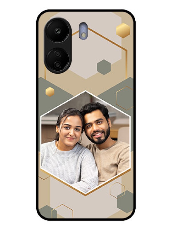 Custom Poco C65 Custom Metal Phone Case - Stylish Hexagon Pattern Design