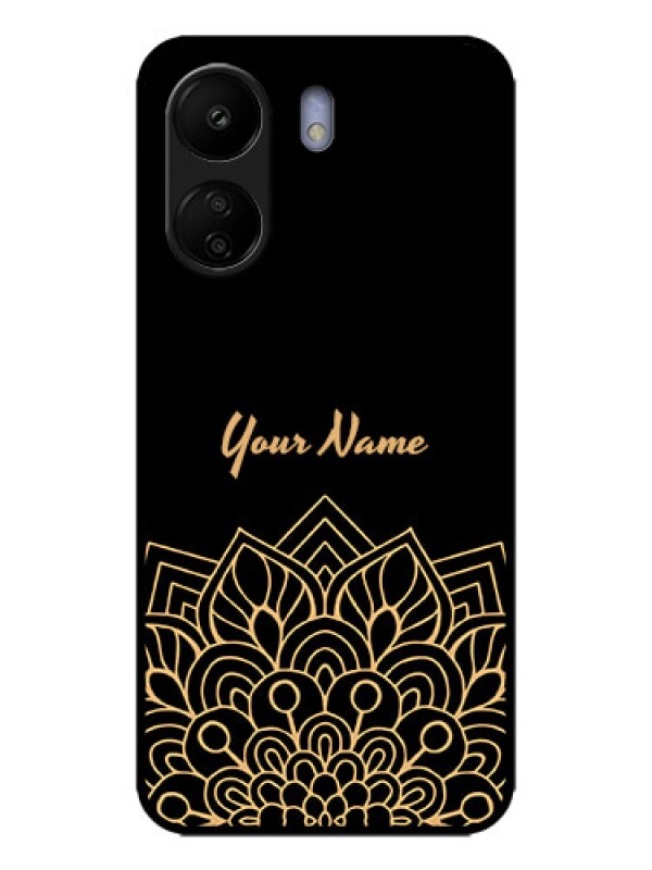 Custom Poco C65 Custom Metal Phone Case - Golden Mandala Design