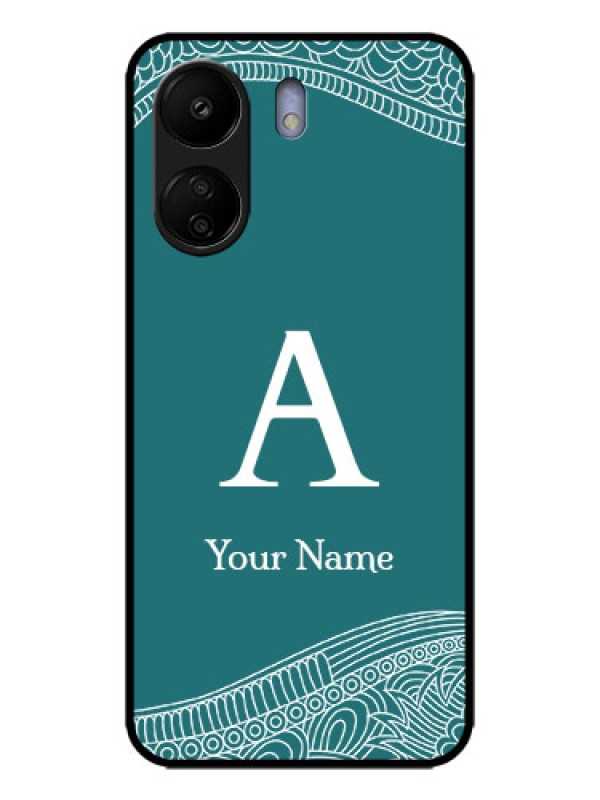 Custom Poco C65 Custom Metal Phone Case - Line Art Pattern With Custom Name Design