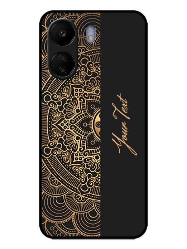 Custom Poco C65 Custom Metal Phone Case - Mandala Art With Custom Text Design