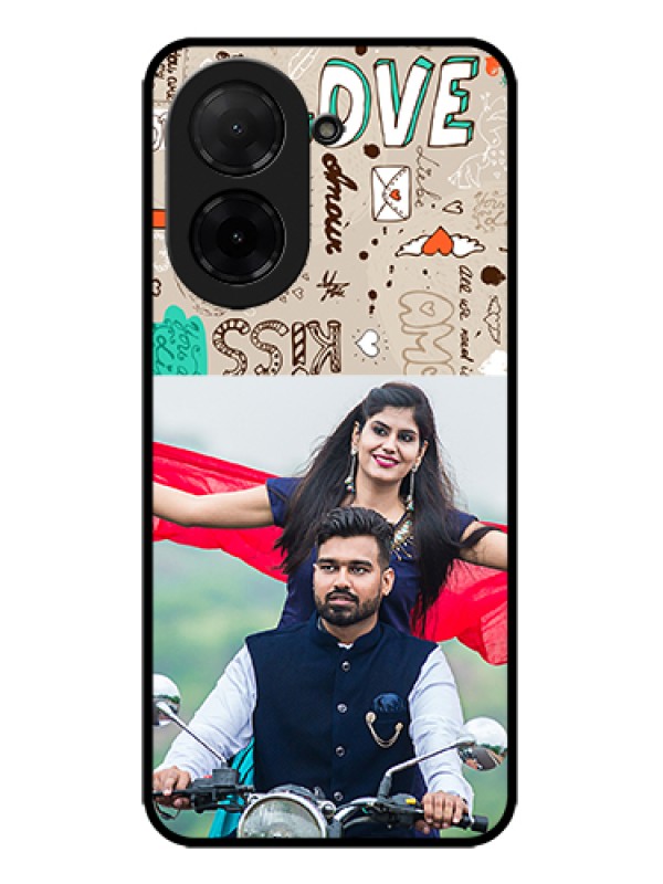 Custom Poco C71 Custom Metal Phone Case - Love Doodle Pattern