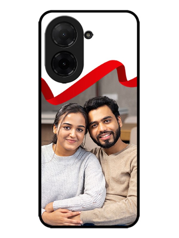 Custom Poco C71 Custom Metal Phone Case - Red Ribbon Frame Design