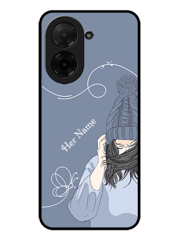 Custom Poco C71 Custom Metal Phone Case - Girl In Winter Outfit Design