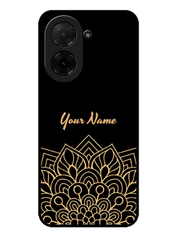 Custom Poco C71 Custom Metal Phone Case - Golden Mandala Design