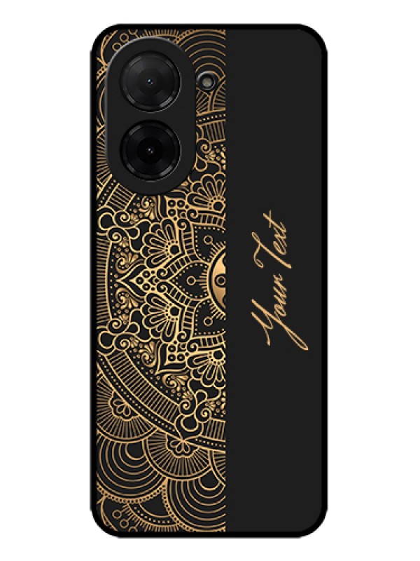 Custom Poco C71 Custom Metal Phone Case - Mandala Art With Custom Text Design