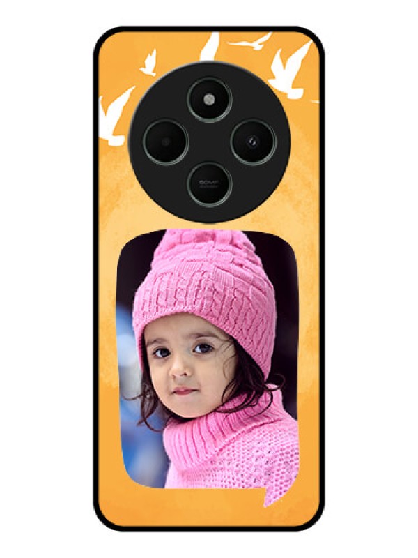 Custom Poco C75 5G Custom Metal Phone CaseWater Color Design With Bird Icons