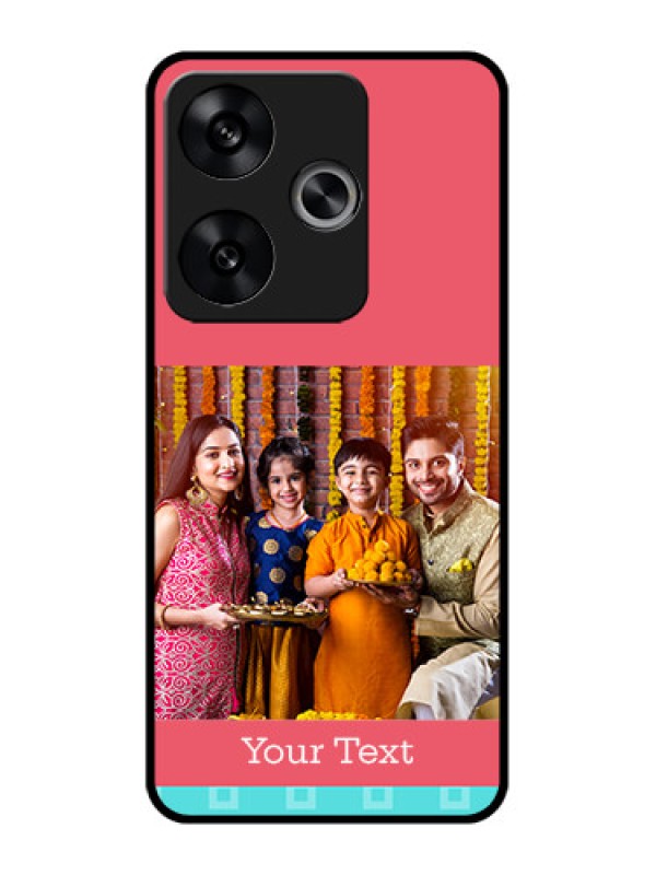 Custom Poco F6 5G Custom Metal Phone CasePeach and Blue Color Design