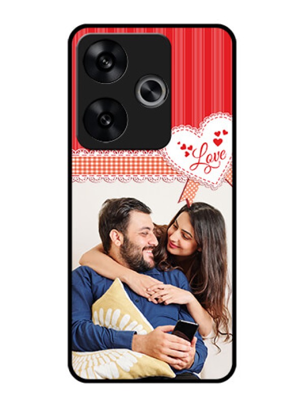 Custom Poco F6 5G Custom Metal Phone CaseRed Love Pattern Design