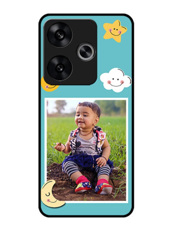 Custom Poco F6 5G Custom Metal Phone CaseSmiley Kids Stars Design