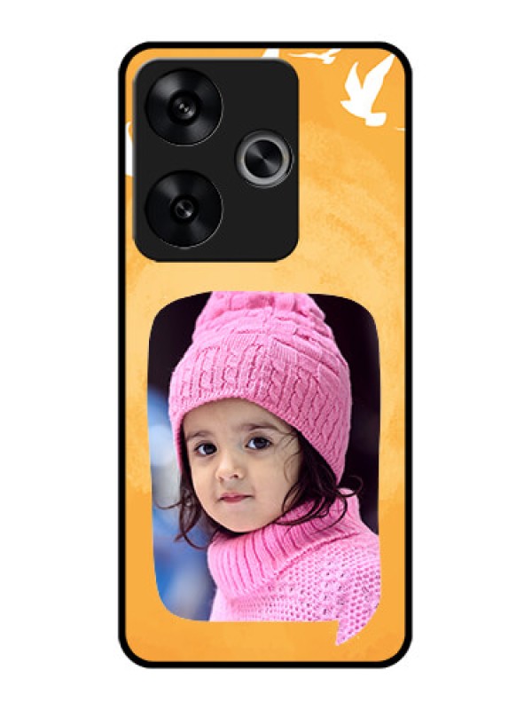 Custom Poco F6 5G Custom Metal Phone CaseWater Color Design With Bird Icons