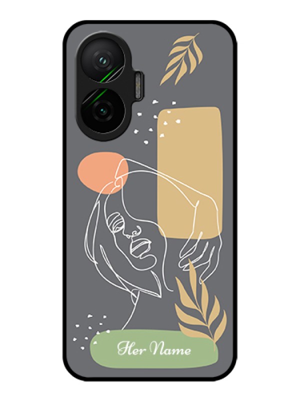 Custom Poco F7 5G Custom Metal Phone Case - Gazing Woman Line Art Design