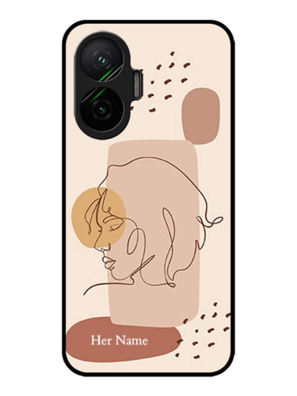 Custom Poco F7 5G Custom Metal Phone Case - Calm Woman Line Art Design