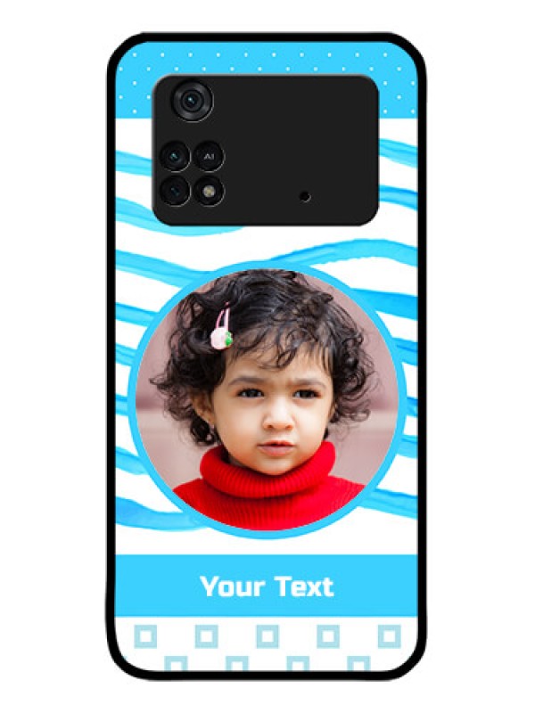 Custom Poco M4 Pro 4G Custom Metal Phone CaseSimple Blue Case Design