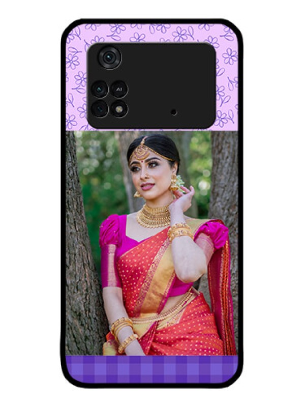 Custom Poco M4 Pro 4G Custom Metal Phone CasePurple Floral Design