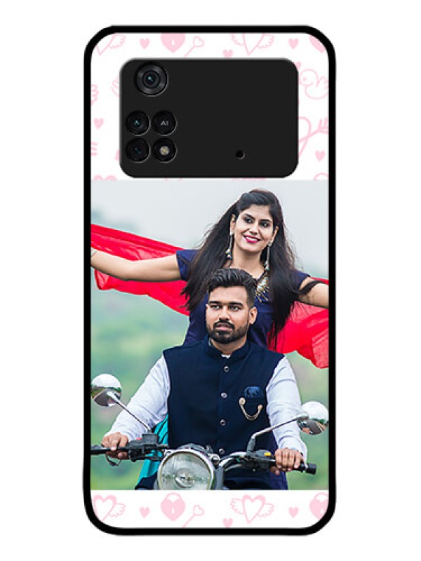 Custom Poco M4 Pro 4G Custom Metal Phone CasePink Flying Heart Design