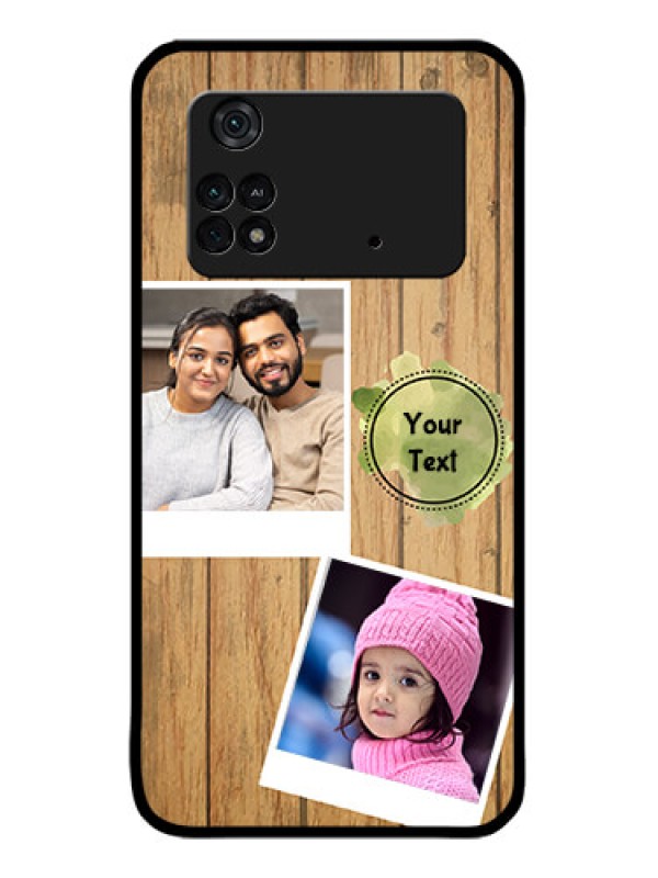 Custom Poco M4 Pro 4G Custom Metal Phone CaseWooden Texture Design