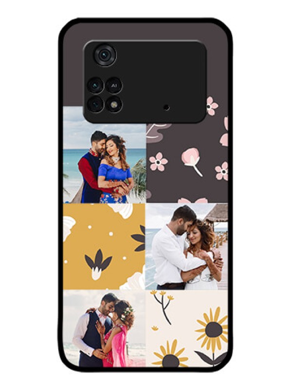 Custom Poco M4 Pro 4G Custom Metal Phone Case3 Images With Floral Design