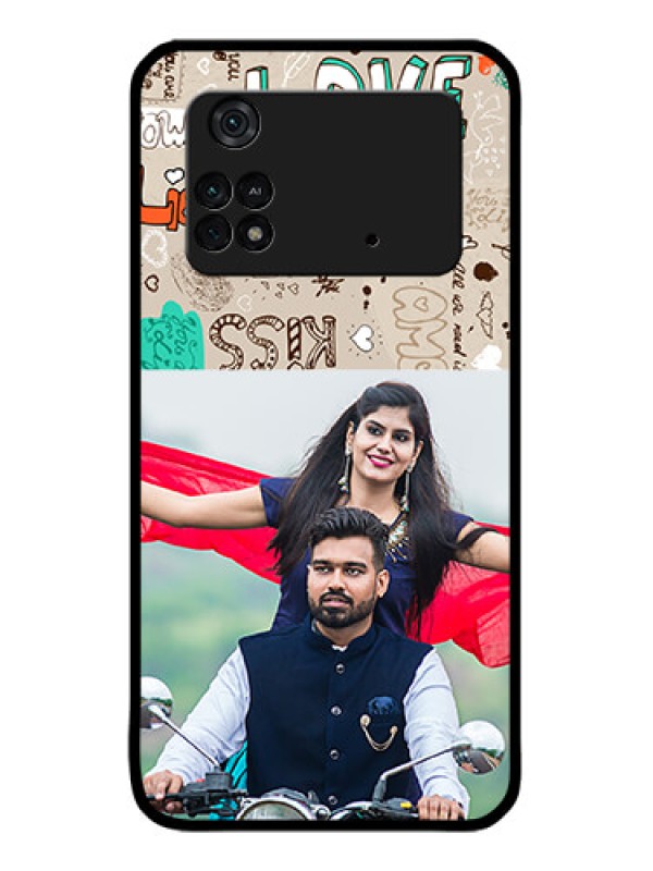 Custom Poco M4 Pro 4G Custom Metal Phone CaseLove Doodle Pattern