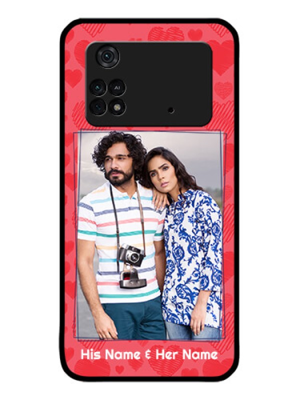 Custom Poco M4 Pro 4G Custom Metal Phone CaseWith Red Heart Symbols Design