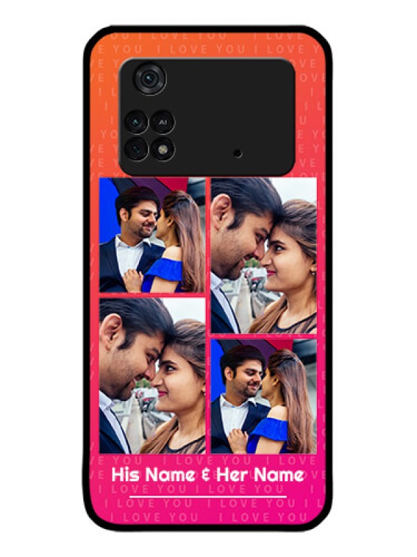 Custom Poco M4 Pro 4G Custom Metal Phone CaseI Love You Pink Design