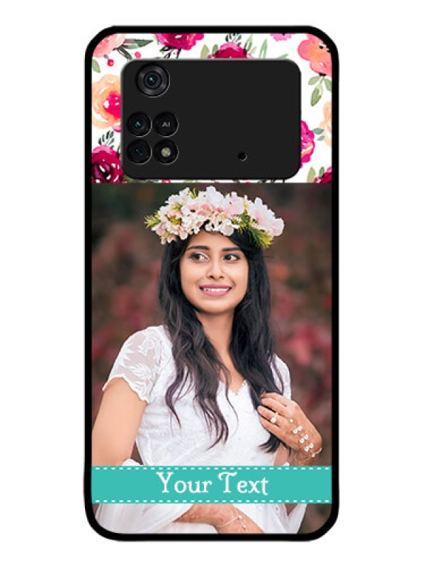 Custom Poco M4 Pro 4G Custom Metal Phone CaseWater Colors Floral Design