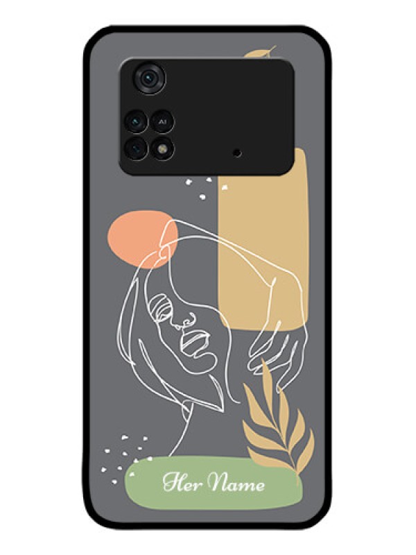 Custom Poco M4 Pro 4G Custom Metal Phone CaseGazing Woman Line Art Design