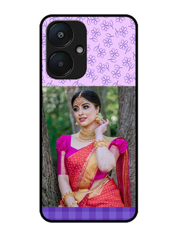 Custom Poco M6 5G Custom Metal Phone Case - Purple Floral Design