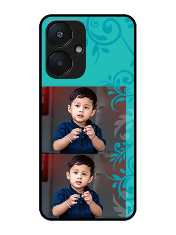 Custom Poco M6 5G Custom Metal Phone Case - With Photo And Green Floral Design