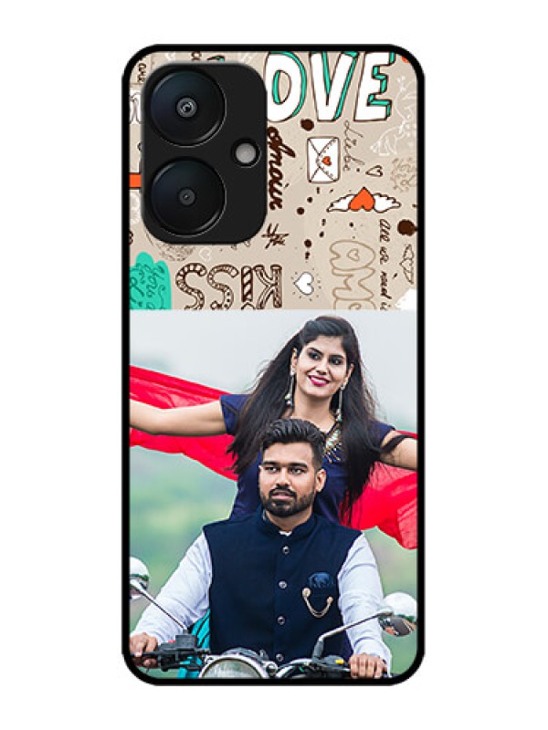 Custom Poco M6 5G Custom Metal Phone Case - Love Doodle Pattern
