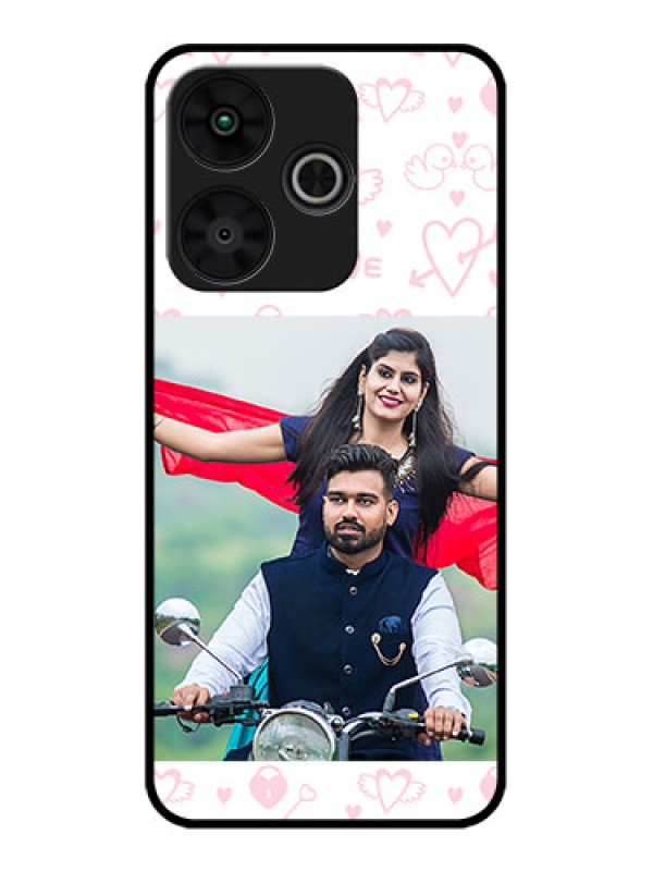 Custom Poco M6 Plus 5G Custom Metal Phone CasePink Flying Heart Design