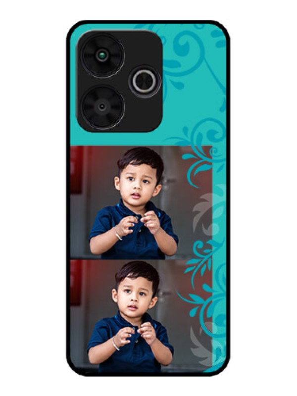 Custom Poco M6 Plus 5G Custom Metal Phone CaseWith Photo And Green Floral Design