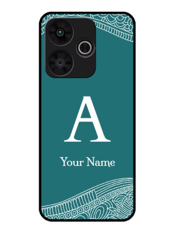 Custom Poco M6 Plus 5G Custom Metal Phone CaseLine Art Pattern With Custom Name Design