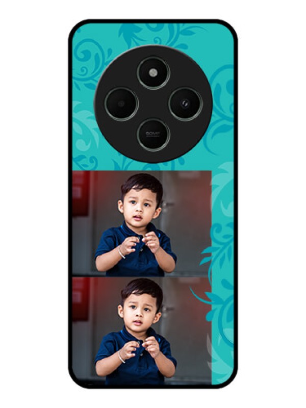 Custom Poco M7 5G Custom Metal Phone Case - With Photo And Green Floral Design