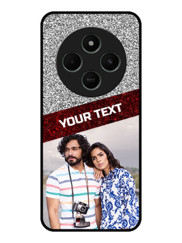 Custom Poco M7 5G Custom Metal Phone Case - Image Holder With Glitter Strip Design