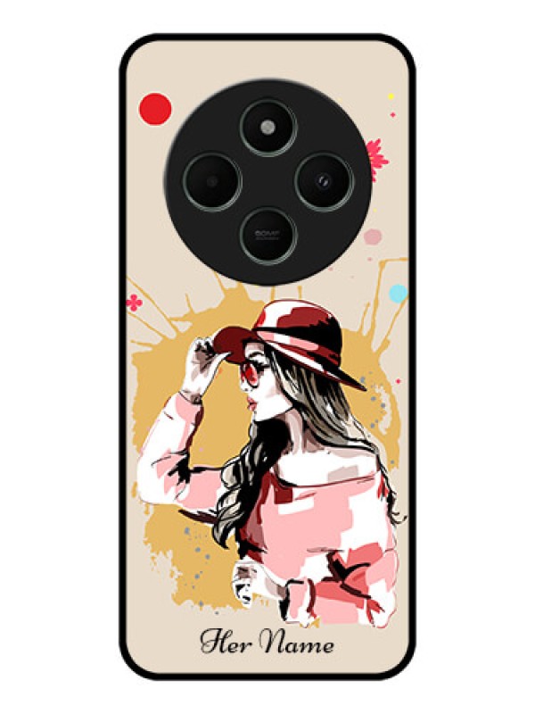 Custom Poco M7 5G Custom Metal Phone Case - Women With Pink Hat Design