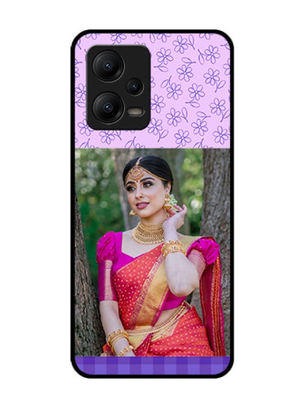 Custom Poco X5 5G Custom Metal Phone CasePurple Floral Design