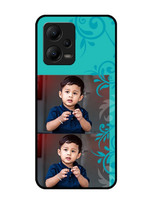 Custom Poco X5 5G Custom Metal Phone CaseWith Photo And Green Floral Design