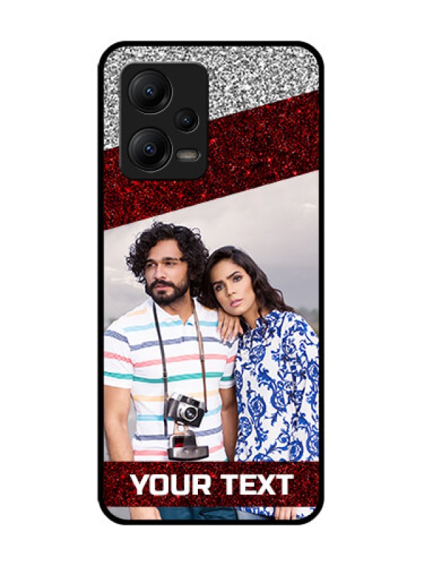 Custom Poco X5 5G Custom Metal Phone CaseImage Holder With Glitter Strip Design