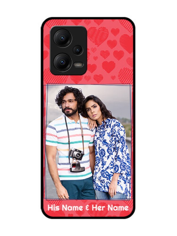 Custom Poco X5 5G Custom Metal Phone CaseWith Red Heart Symbols Design