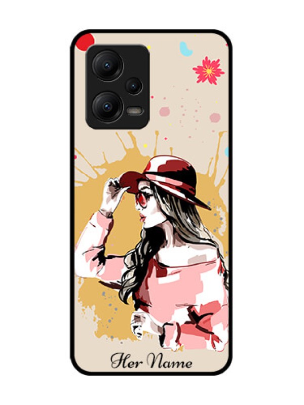Custom Poco X5 5G Custom Metal Phone CaseWomen With Pink Hat Design