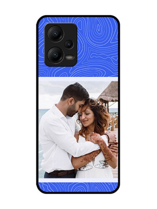 Custom Poco X5 5G Custom Metal Phone CaseCurved Line Art With Blue And White Design