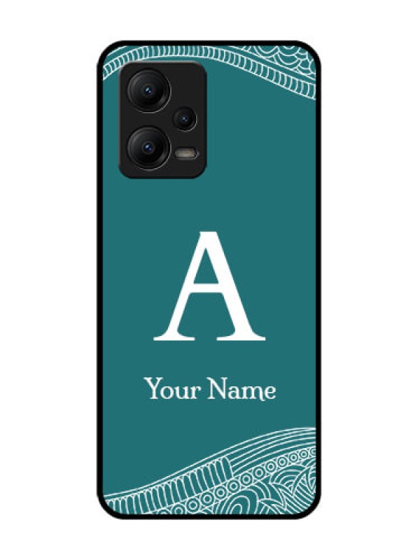 Custom Poco X5 5G Custom Metal Phone CaseLine Art Pattern With Custom Name Design