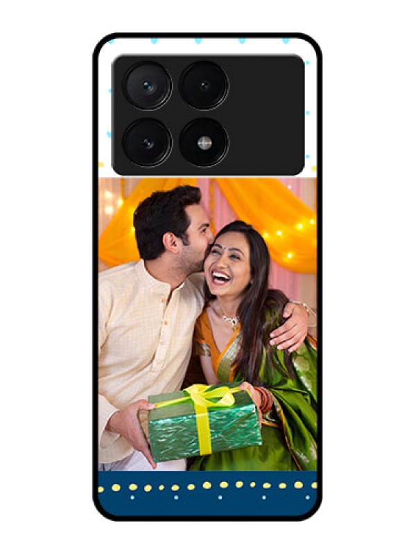 Custom Poco X6 Pro 5G Custom Metal Phone CaseWhite And Blue Abstract Design