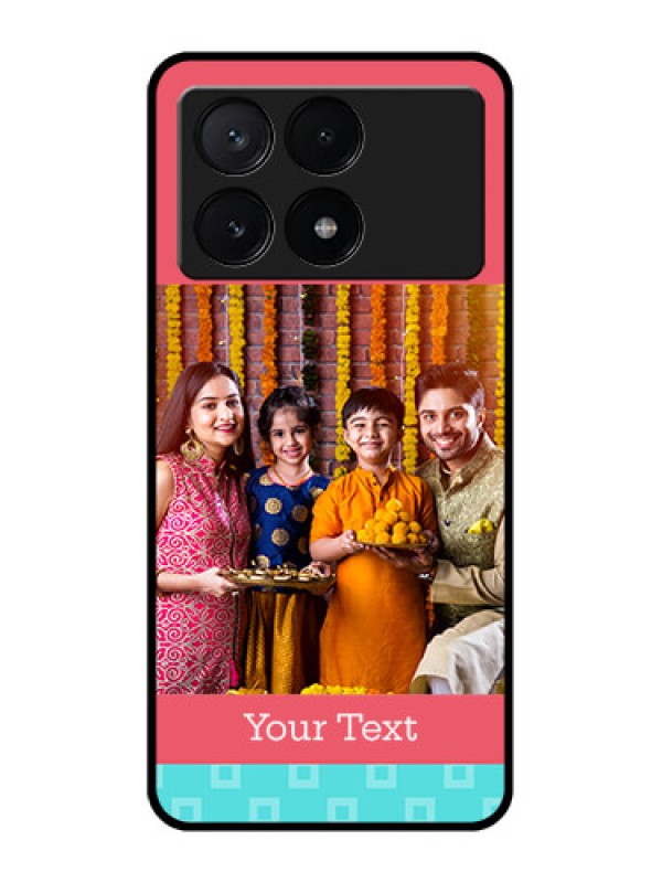 Custom Poco X6 Pro 5G Custom Metal Phone CasePeach and Blue Color Design