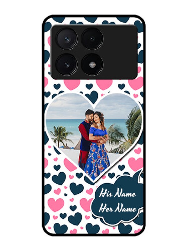 Custom Poco X6 Pro 5G Custom Metal Phone CasePink and Blue Heart Design