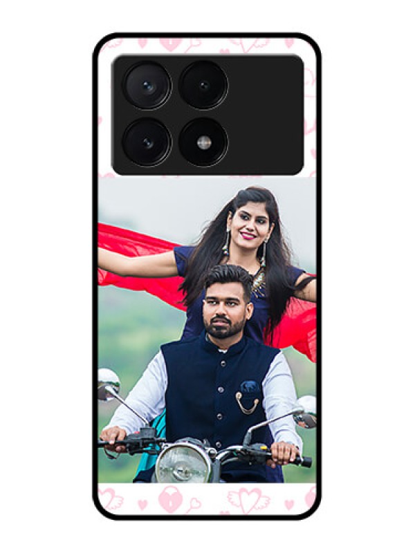 Custom Poco X6 Pro 5G Custom Metal Phone CasePink Flying Heart Design