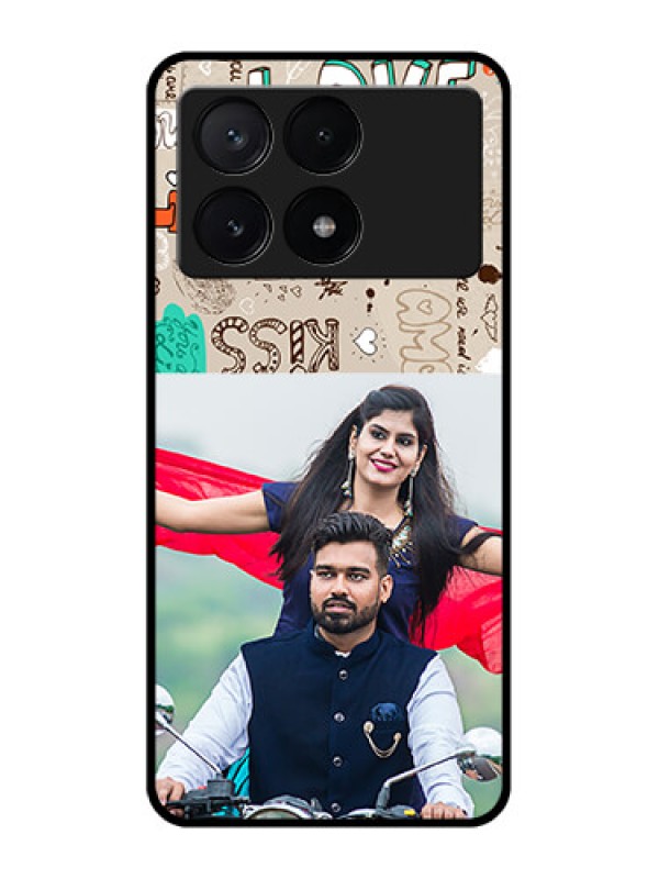 Custom Poco X6 Pro 5G Custom Metal Phone CaseLove Doodle Pattern